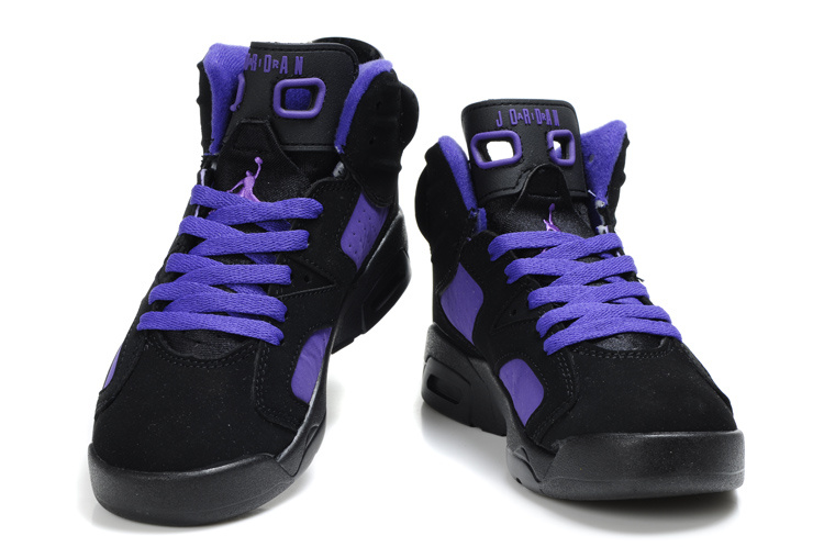 Cheap Air Jordan Shoes 6 Black Purple For Kids - Click Image to Close